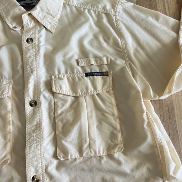 ExOfficio Adventure Shirt Mens Medium Beige Tan Mesh Performance Vented Hike - Picture 2 of 10